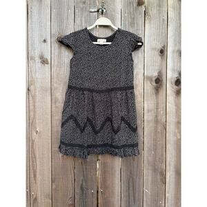 Zoe & Rose Band of Gypsies Black‎ White Polka Dot Lace Trim Mini Dress Large